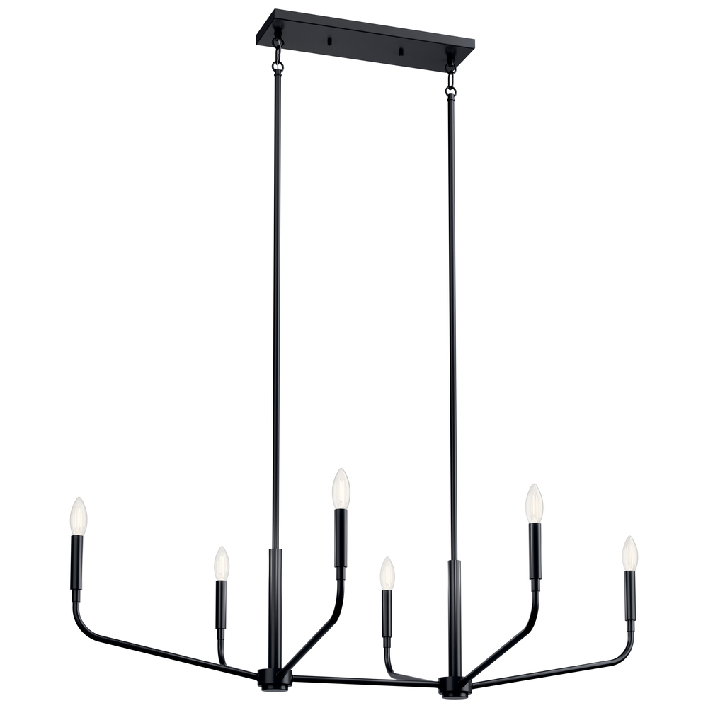 Madden 45 Inch 6 Light Linear Chandelier in Black