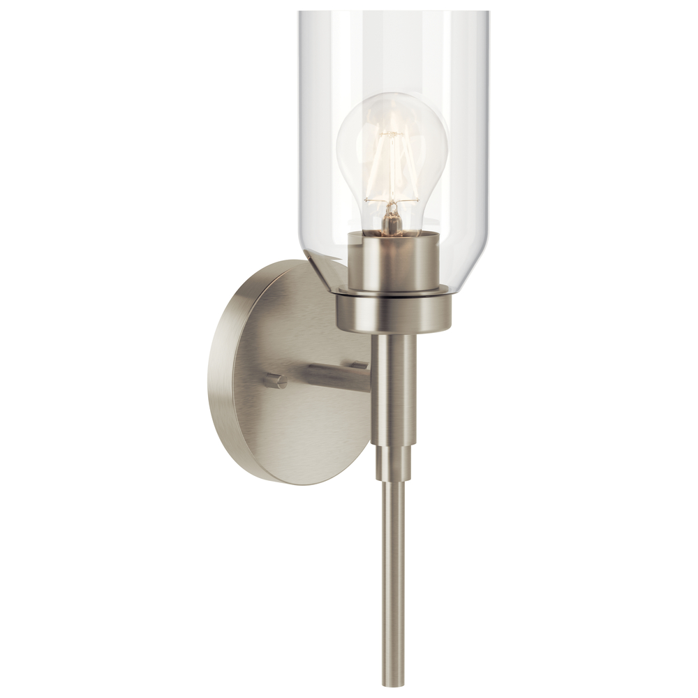 Madden 14.75 Inch 1 Light Wall Sconce with Clear Glass in Brushed Nickel