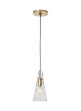 Visual Comfort SLPD280CNB - Sean Lavin Lustra 1-light dimmable small accent pendant with natural brass finish and glass shade