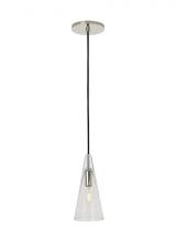 Visual Comfort SLPD280CN-L - Sean Lavin Lustra 1-light dimmable small accent pendant with polished nickel finish and glass shade