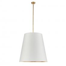 Alora Lighting PD311030VBWG - Calor 30-in Vintage Brass/White Linen With Gold Parchment 3 Lights Pendant