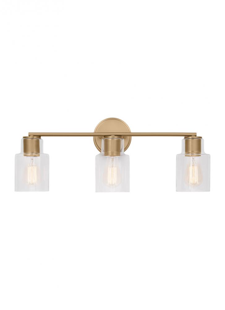 Sayward Transitional 3-Light Bath Vanity Wall Sconce in Satin Brass Gold Finish