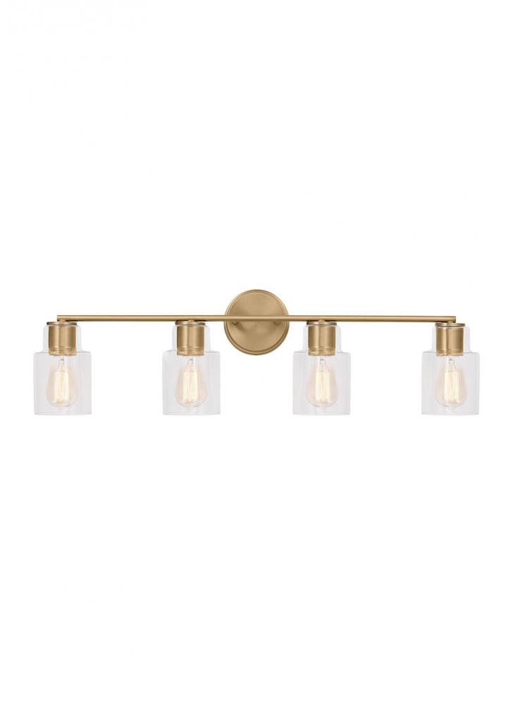 Sayward Transitional 4-Light Bath Vanity Wall Sconce in Satin Brass Gold Finish