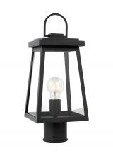 Visual Comfort 8248401EN7-12 - Founders modern 1-light LED outdoor exterior post lantern in black finish with clear glass panels an