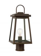 Visual Comfort 8248401EN7-71 - Founders modern 1-light LED outdoor exterior post lantern in antique bronze finish with clear glass