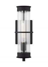 Visual Comfort 8626701EN7-12 - Alcona transitional 1-light LED outdoor exterior medium wall lantern in black finish with clear flut