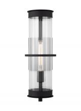 Visual Comfort 8726701EN7-12 - Alcona transitional 1-light LED outdoor exterior large wall lantern in black finish with clear flute