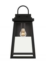 Visual Comfort 8748401EN7-12 - Founders modern 1-light LED outdoor exterior large wall lantern sconce in black finish with clear gl