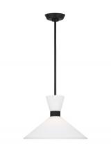 Visual Comfort & Co. Studio Collection DJP1091MBK - Belcarra Modern 1-Light Medium Single Pendant Ceiling Light in Midnight Black Finish