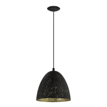 Eglo 202079A - 1 LT Mini Pendant w/ Matte Black Finish & Matte Black w/ Gold Interior Metal Shade