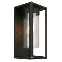 Eglo 203031A - 1 LT Outdoor Wall Light w/ Matte Black Finish & Clear Glass Shade