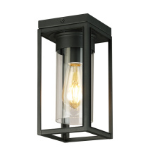 Eglo 203667A - 1 LT Outdoor Flush Mount w/ Matte Black Finish & Clear Glass Shade