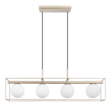 Eglo 204215A - 4 LT Linear Pendant w/ Champagne Finish & White Glass  Shades