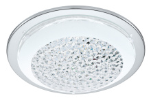 Eglo 204396A - LED Ceiling Light w/ Chrome Finish & White & Clear Glass Shade w/  Clear Glass Stones
