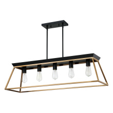 Eglo 204596A - 5 LT Open Frame Linear Pendant w/ Brushed Gold & Matte Black Finish