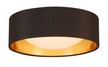 Eglo 204717A - Integrated LED 12" Ceiling Light w/ Black & Gold Fabric Shade & White Acrylic Diffuser
