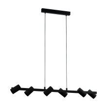 Eglo Canada 204892A - 6 LT Pendant w/ a Black Finish & Black Cylinder Shaped Adjustable Shades