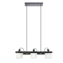 Eglo 204941A - 3 LT Linear Pendant w/ a Black Finish & White Cylinder Shaped Glass Shades