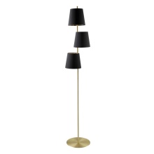 Eglo Canada 205302A - 3 LT Floor Lamp, Brushed Brass Finish & Black w/ Gold Interior Shades