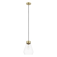 Eglo 205324A - 1 LT Pendant w/ Brushed Gold Finish & Clear Glass Shade