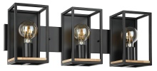 Eglo 205363A - 3 LT Bath/Vanity Light w/ Black Finish and Wood Accents