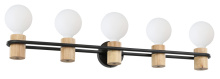 Eglo 205369A - 5 LT Open Bulb Bath/Vanity Light w/ Matte Black & Wood Finish