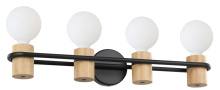 Eglo 205371A - 4 LT Open Bulb Bath/Vanity Light w/ Matte Black & Wood Finish