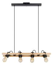 Eglo 205588A - 4 LT Open Bulb Linear Pendant w/ Black & Wood Finish