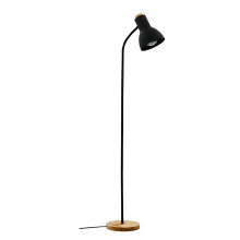 Eglo 205633A - 1 LT Floor Lamp Black w/ Wood Accents & Black Metal Shade