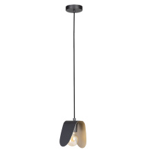 Eglo 205683A - 1 LT Mini Pendant w/ Black Finish & Black w/ Brushed Gold Interior Shades