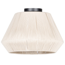 Eglo 205757A - 1 LT Ceiling Light w/ Cream Textile Thread Shade & Wood Canopy