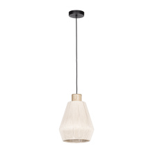 Eglo 205762A - 1 LT Mini Pendant w/ Black Finish & Cream Textile Thread Shade