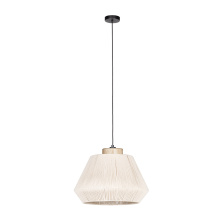 Eglo 205763A - 1 LT Pendant w/ Black Finish & Cream Textile Thread Shade