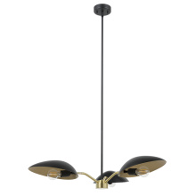 Eglo 205764A - 3 LT Chandelier Black Finish w/ Brushed Brass Accents & Black Metal Shades