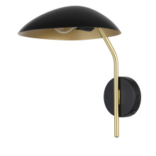 Eglo 205767A - 1 LT Wall Light Black Finish w/ Brushed Brass Accents & Black Metal Shade