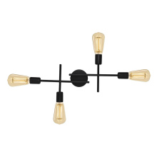 Eglo 205768A - 4 LT Open Bulb Wall/Ceiling Light w/ Matte Black Finish