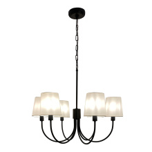 Eglo 205788A - 6 LT Chandelier w/ Black Finish & Removable White Shades