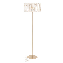 Eglo 205821A - 1 LT Floor Lamp Brushed Brass Finish, Beige Shade w/ Brushed Brass Accents
