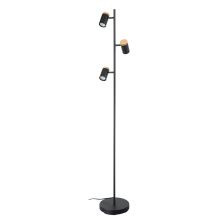 Eglo 205831A - 3 LT Floor Lamp w/ Black Finish & Black w/ Wood Accent Adjustable Lamp Heads