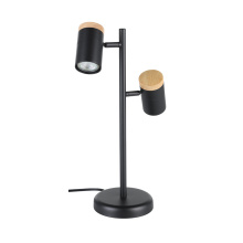 Eglo 205832A - 2 LT Table Lamp w/ Black Finish & Black w/ Wood Accent Adjustable Lamp Heads