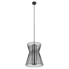 Eglo 205841A - 1 LT Pendant w/ Black Finish & Metal Cage Frame Surrounding Transparent Smoked Glass