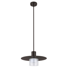 Eglo 205845A - 1 LT Pendant w/ Black a Finish, Matte Nickel Disc & White Interior & Clear Outer Glass