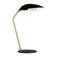 Eglo 205882A - 1 LT Table Lamp Black Finish with Brushed Brass Accents and Black w/ White Interior Metal Shade