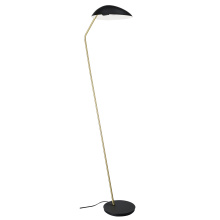 Eglo 205883A - 1 LT Floor Lamp Black Finish with Brushed Brass Accents and Black w/ White Interior Metal Shade