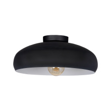 Eglo 206012A - 1 LT Metal Dome Ceiling Light Black w/ White Interior Finish