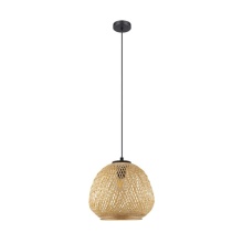 Eglo 206044A - 1 LT Pendant w/ Black Finish & Natural Bamboo Shade