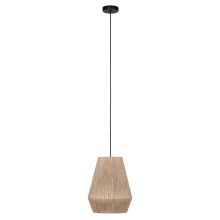 Eglo 206082A - 1 LT Pendant w/ Black Finish & Brown Textile Thread Shade
