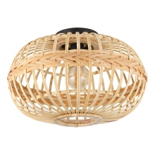 Eglo 206083A - 1 LT Ceiling Light w/ Black Finish and Natural Wood Shade