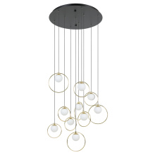 Eglo 206084A - 10 LT Integrated LED Cascade Pendant w/ Black & Shiny Brass Finish & White Shades