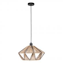 Eglo 206108A - 1 LT Dual Mount Ceiling or Pendant Black Finish & Natural Fabric Shade